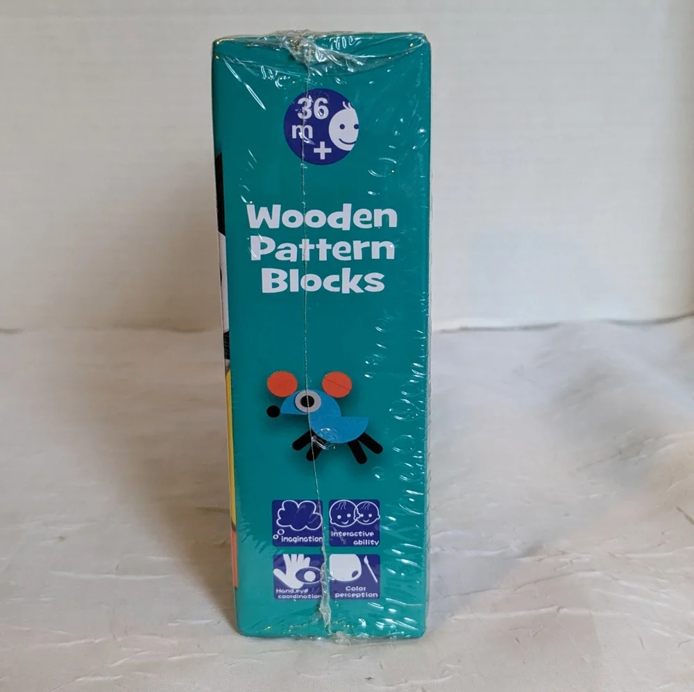 NEW Lewo Wooden Pattern Blocks Animals Toddler Preschool Educational Toy Colors